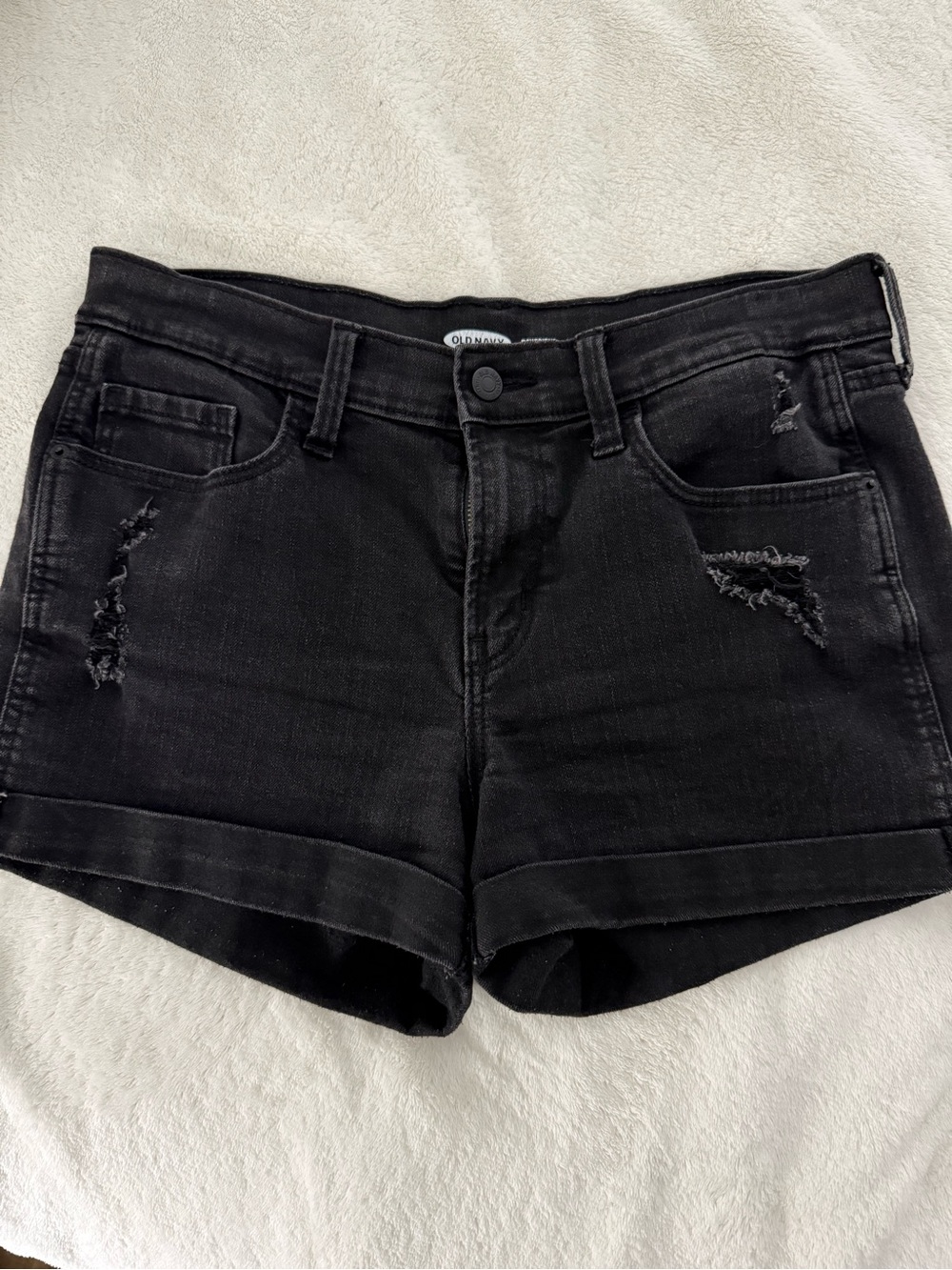 Old Navy Black Ripped Cuffed Denim Shorts